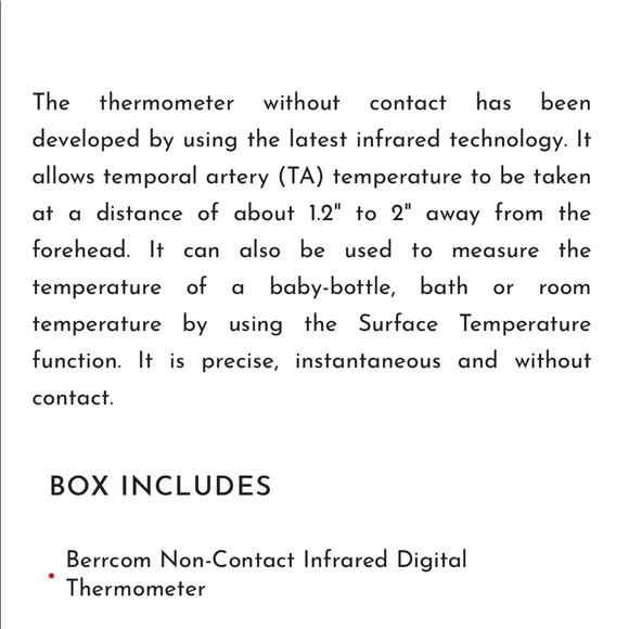 NEW Berrcom Non-contact Infrared Thermometer - Picture 8 of 16